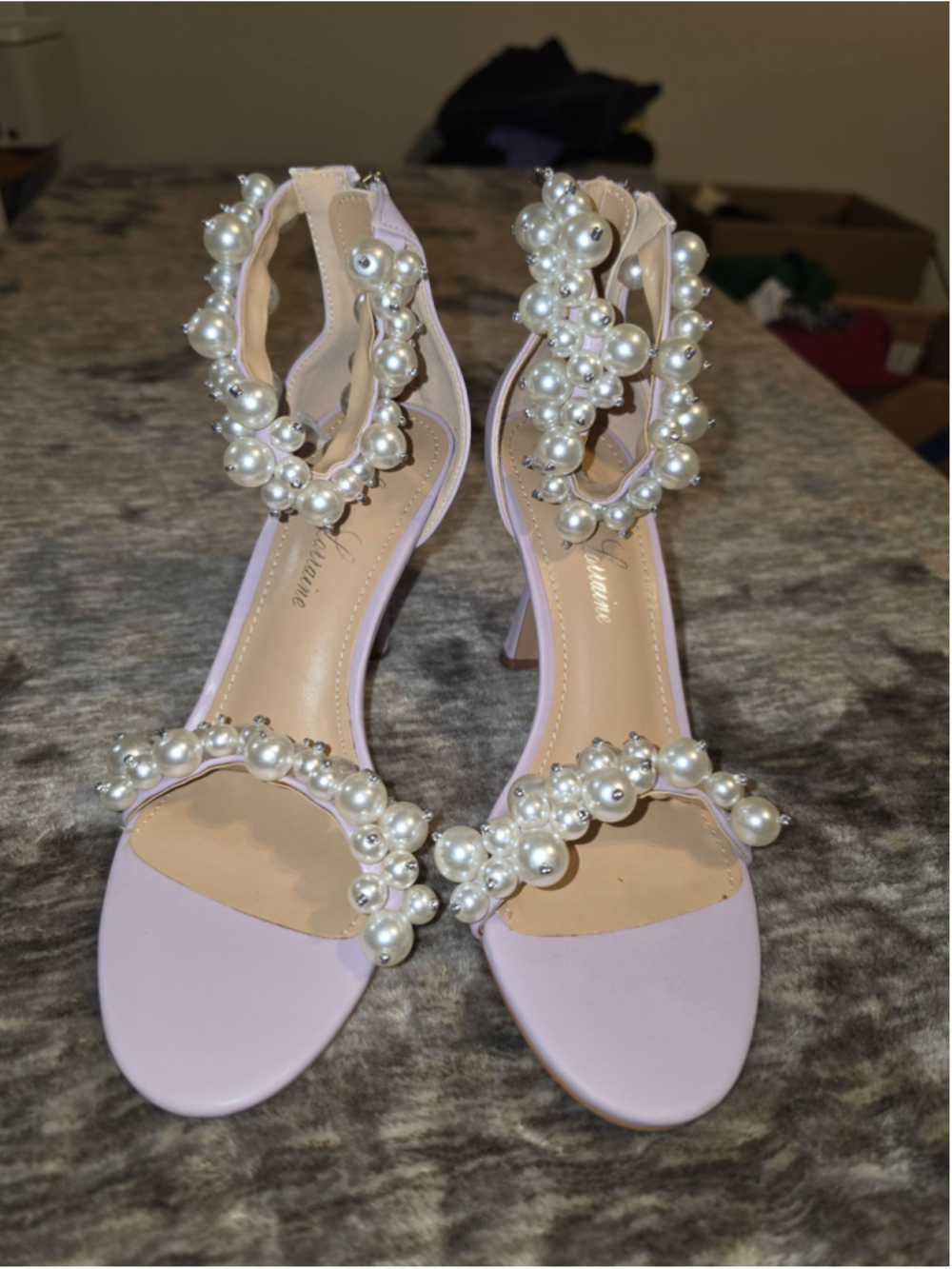 Women's Lauren Lorraine Pearl Heels Size 5.5 Purple White